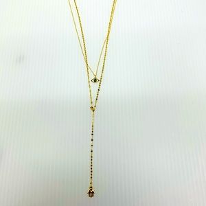Hamsa/Evil Eye 2 Strand Y Pendant Necklace!! New!!